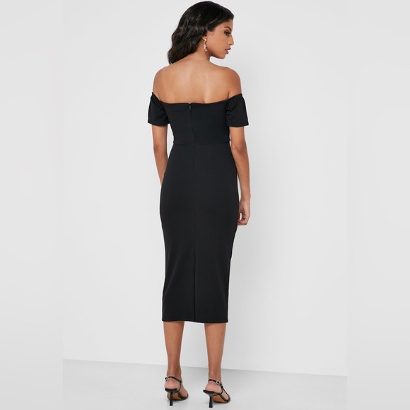 Topshop Women Black Off Shoulder Bardot Wrap Dress - Picture 4 of 4